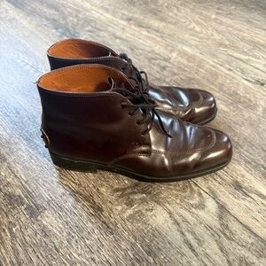 TOD'S Brown / Burgundy Lace Up Ankle Bootie Women 7.5 Leather